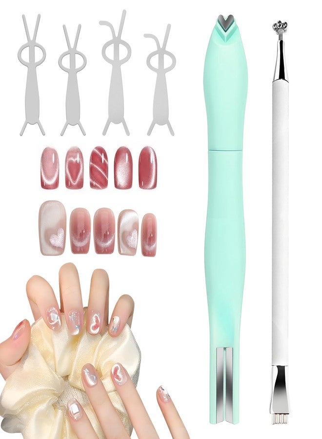 CYUXING 6Pcs 3 in 1 Cat Eye Magnet for Cat Eye Gel Polish, Includes Magnetic Nail Tool, Double-Head Magnet Pen & 4 Rabbit-Shaped Guides | Essential for DIY Nail Enthusiasts & Salon Use - Image 1